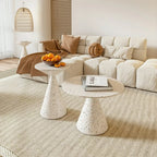 Modern Wood Coffee Table White Marble Base