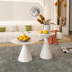 Modern Wood Coffee Table White Marble Base