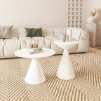 Modern Wood Coffee Table White Marble Base