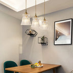 3-Light Modern Glass Gold Island Pendant Light for Kitchen
