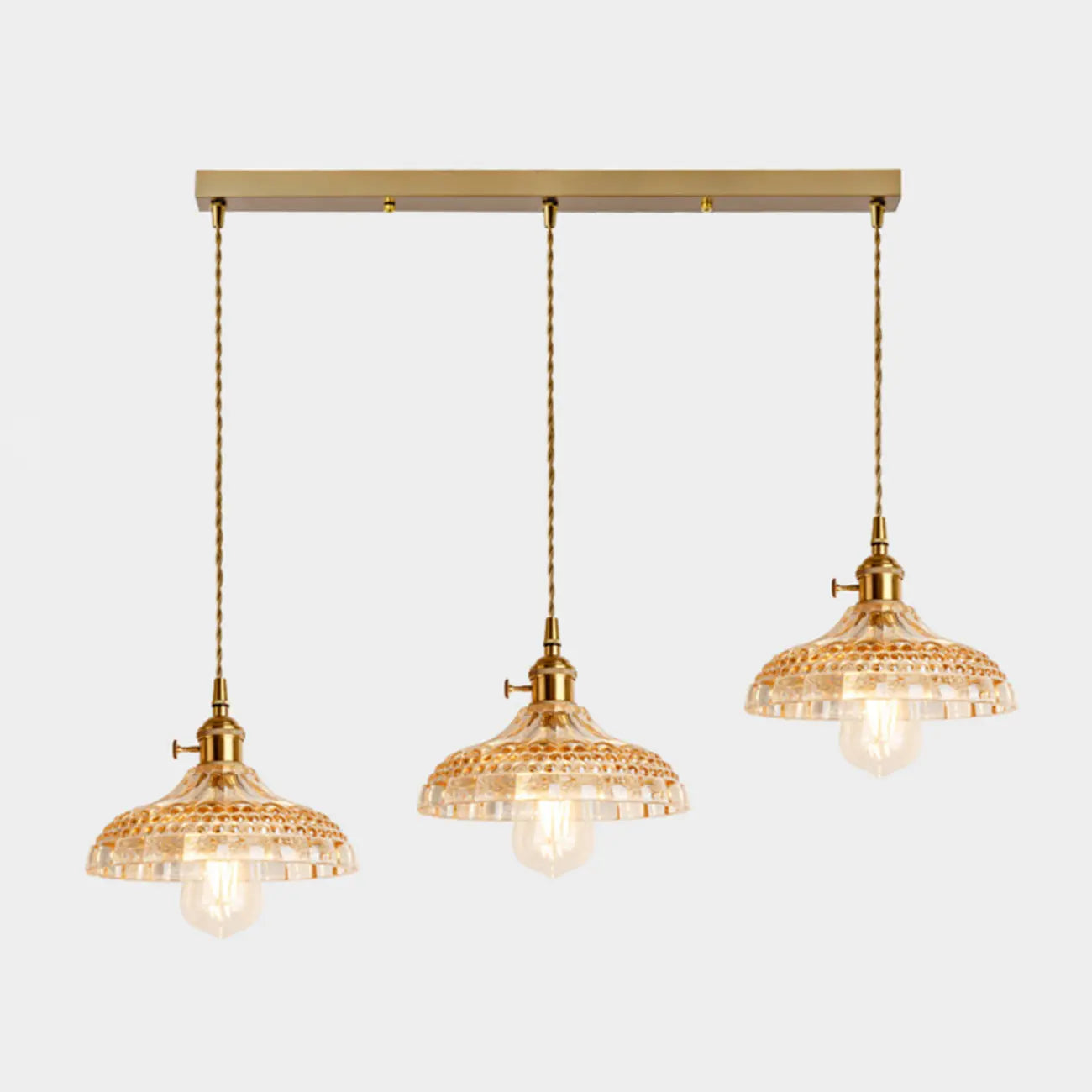 3-Light Modern Glass Gold Island Pendant Light for Kitchen