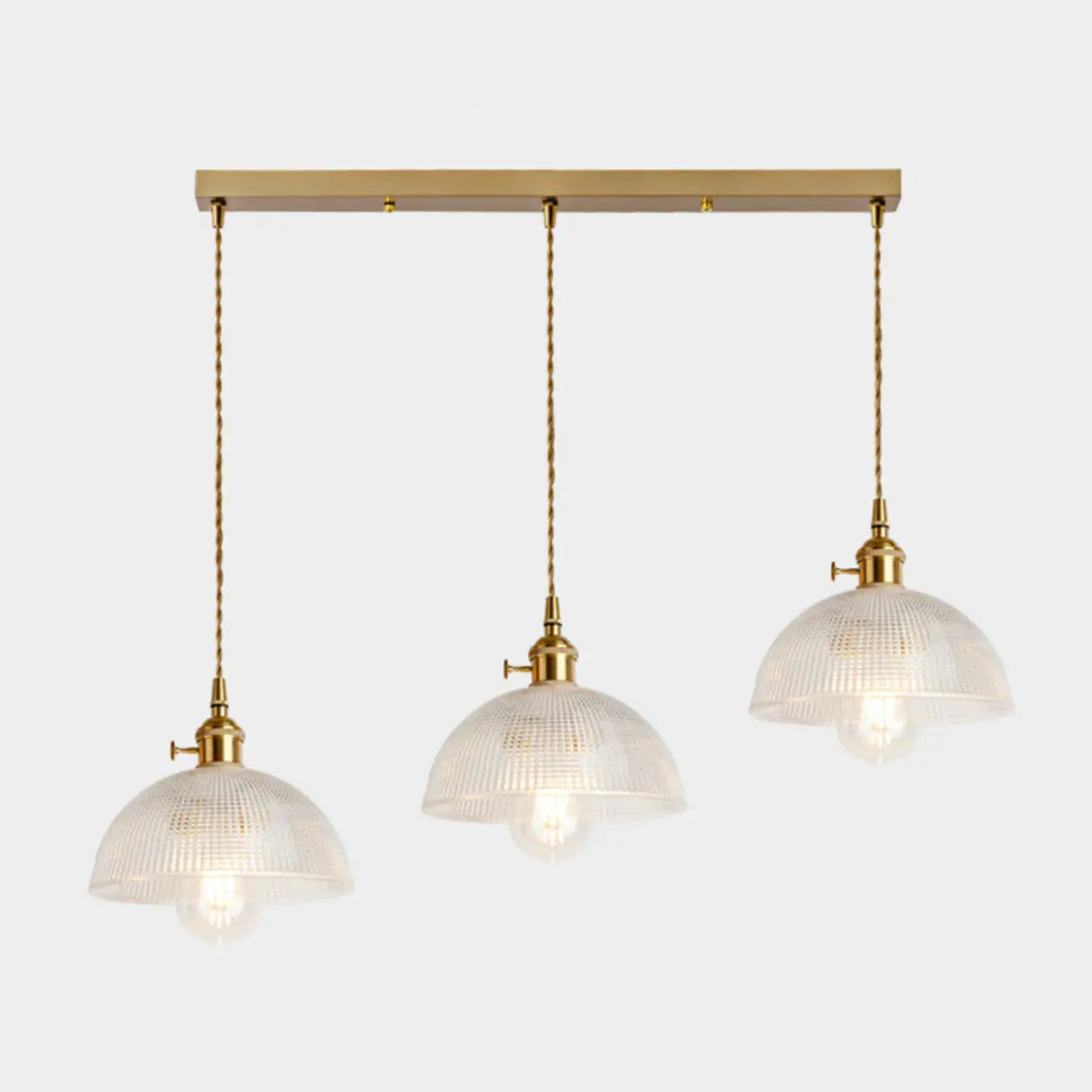 3-Light Modern Glass Gold Island Pendant Light for Kitchen