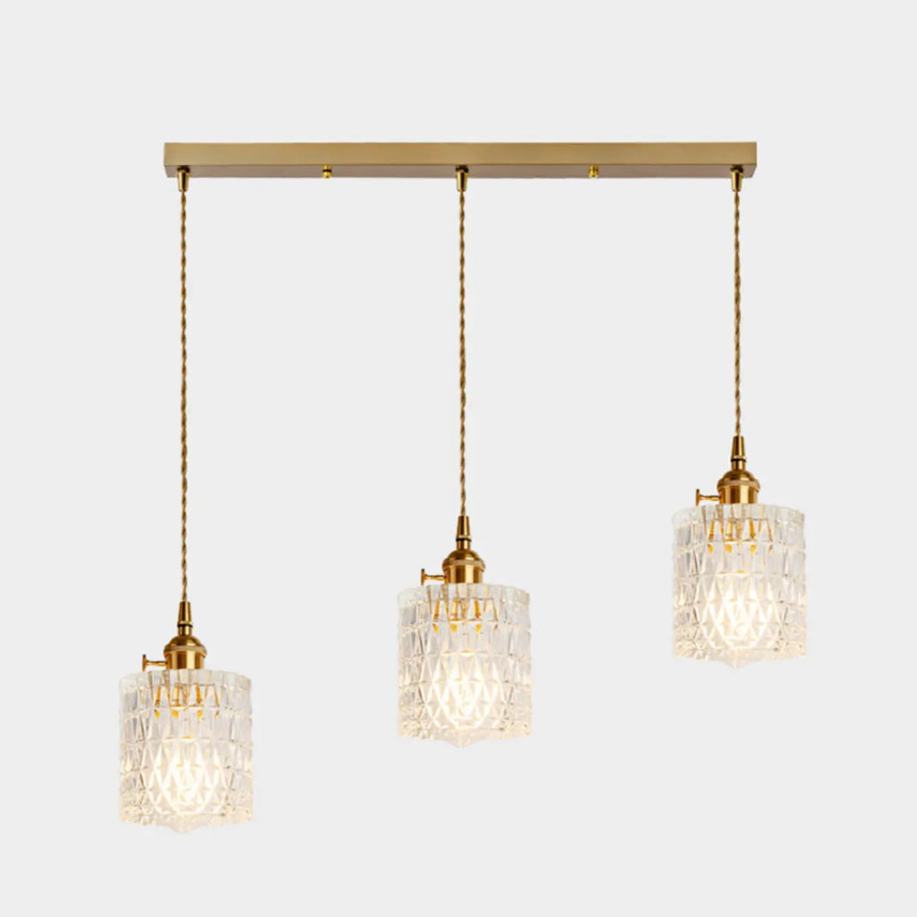 3-Light Modern Glass Gold Island Pendant Light for Kitchen