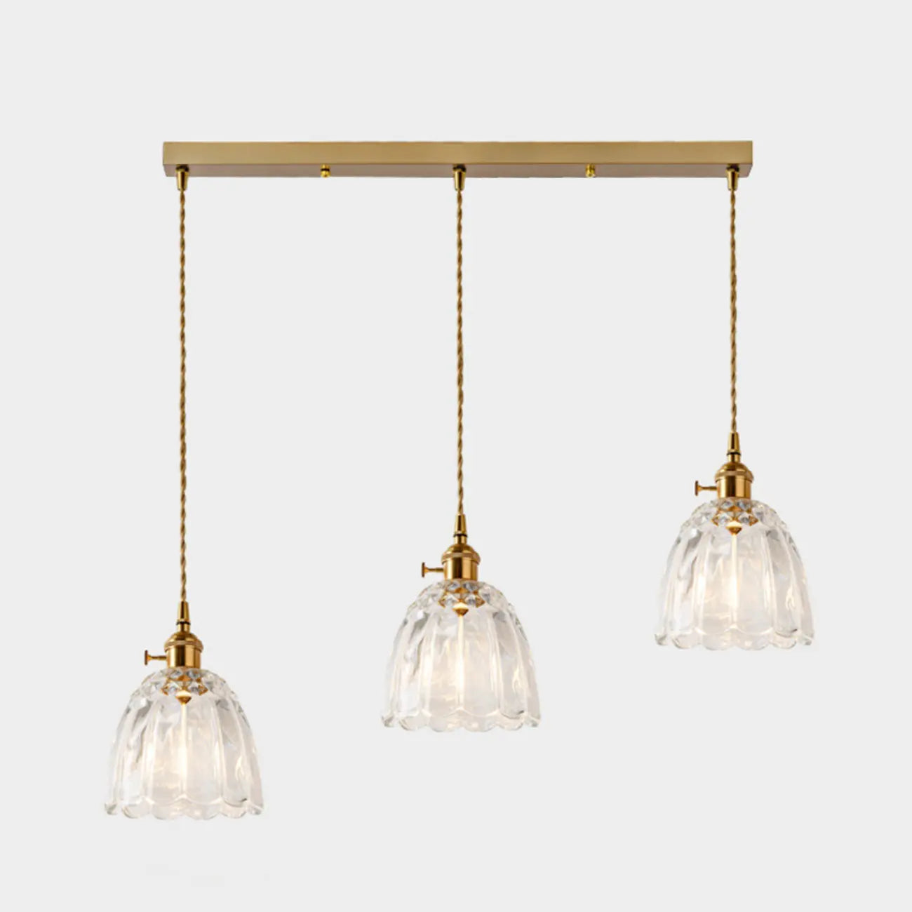 3-Light Modern Glass Gold Island Pendant Light for Kitchen