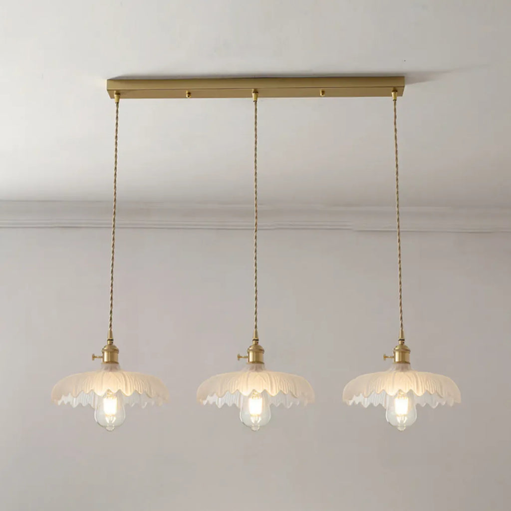 3-Light Modern Glass Gold Island Pendant Light for Kitchen