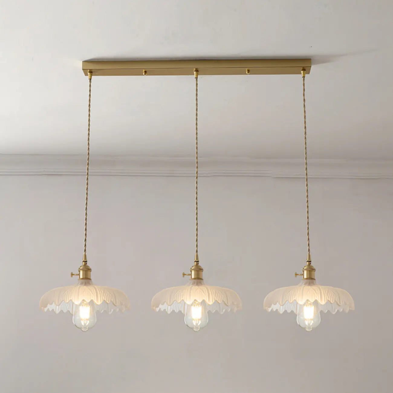 3-Light Modern Glass Gold Island Pendant Light for Kitchen