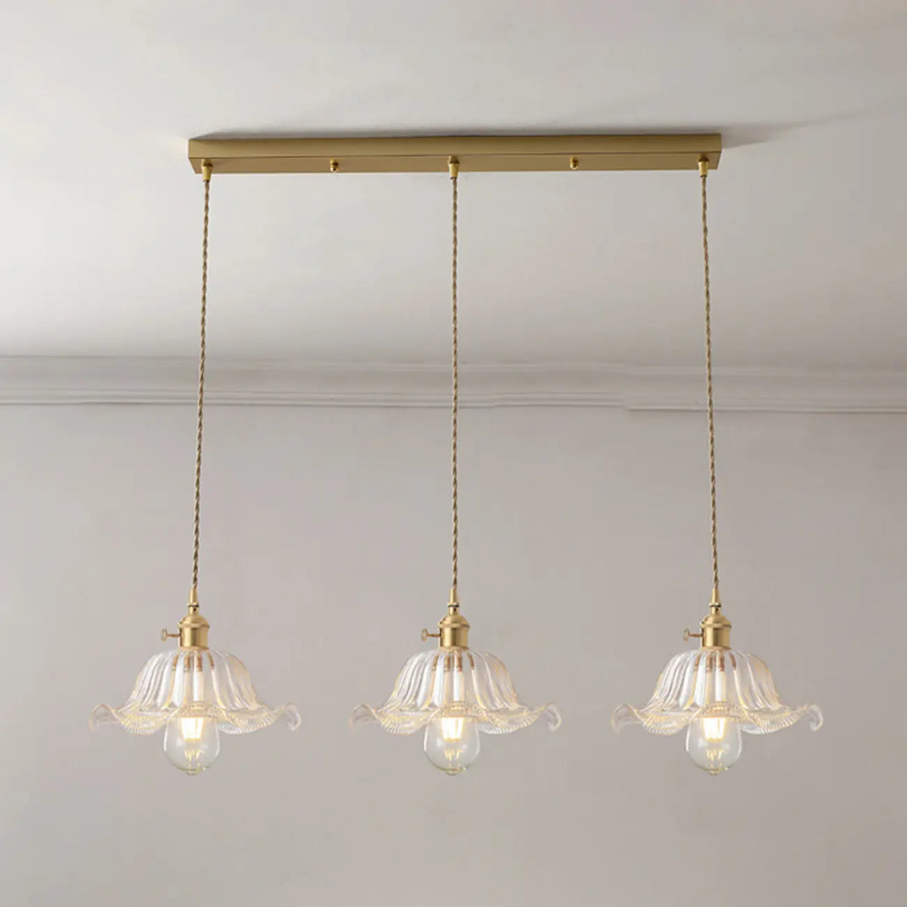 3-Light Modern Glass Gold Island Pendant Light for Kitchen