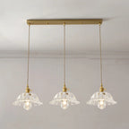 3-Light Modern Glass Gold Island Pendant Light for Kitchen