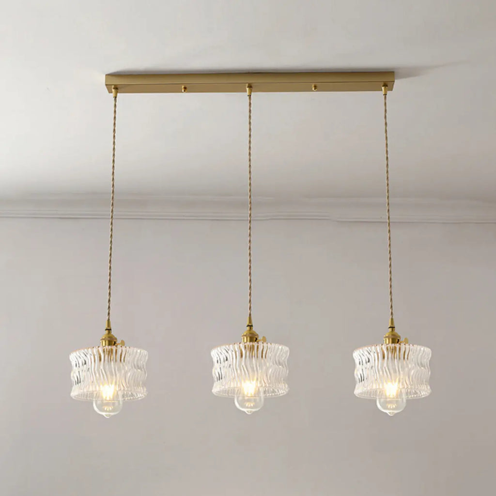 3-Light Modern Glass Gold Island Pendant Light for Kitchen