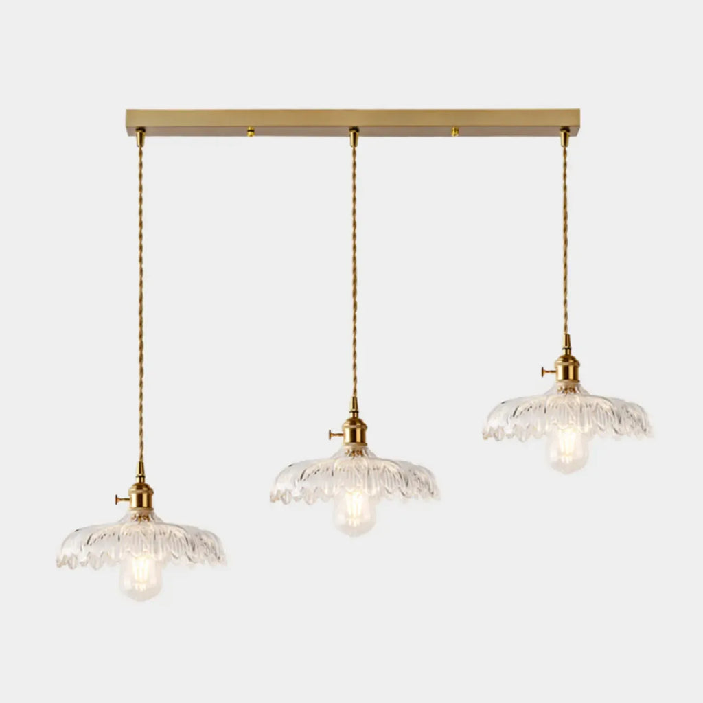 3-Light Modern Glass Gold Island Pendant Light for Kitchen