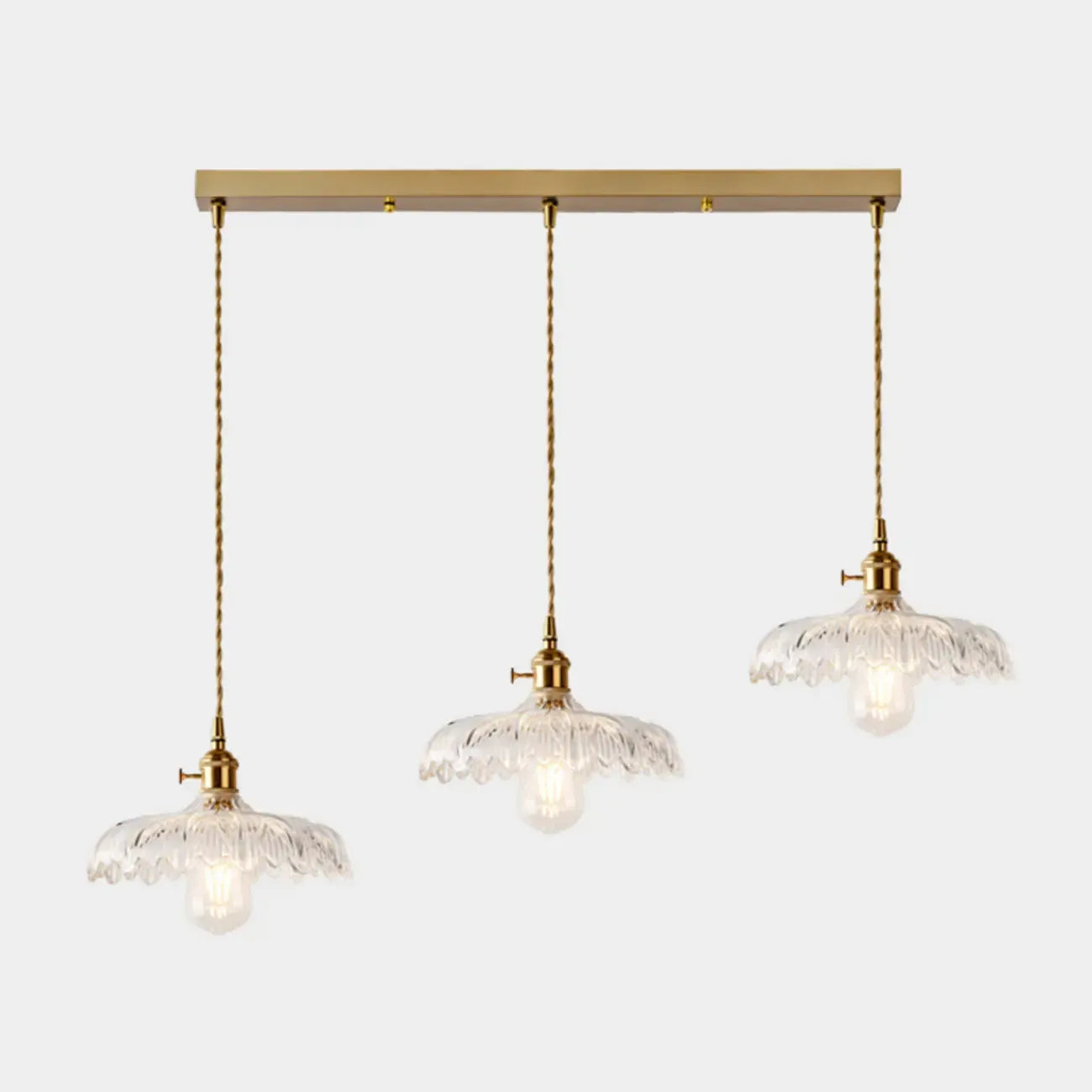 3-Light Modern Glass Gold Island Pendant Light for Kitchen
