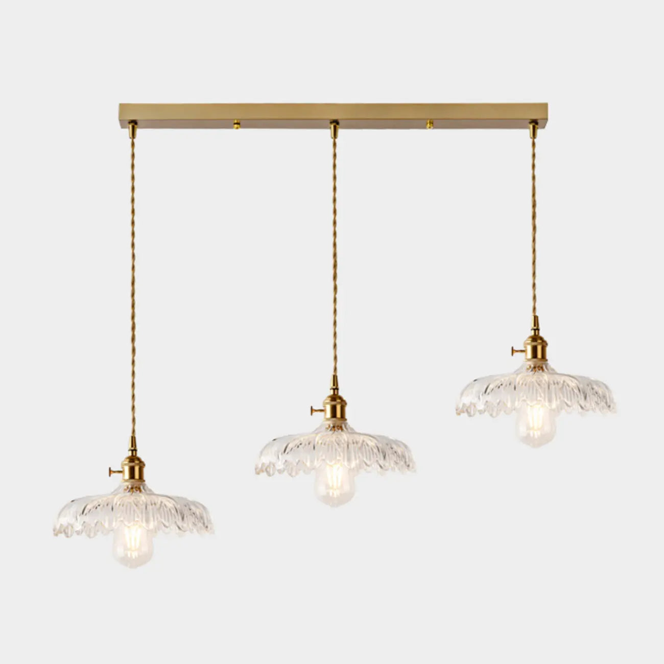 3-Light Modern Glass Gold Island Pendant Light for Kitchen
