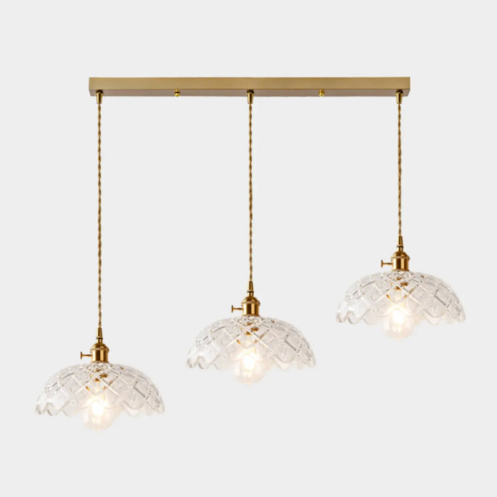 3-Light Modern Glass Gold Island Pendant Light for Kitchen