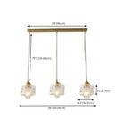 3-Light Modern Glass Gold Island Pendant Light for Kitchen