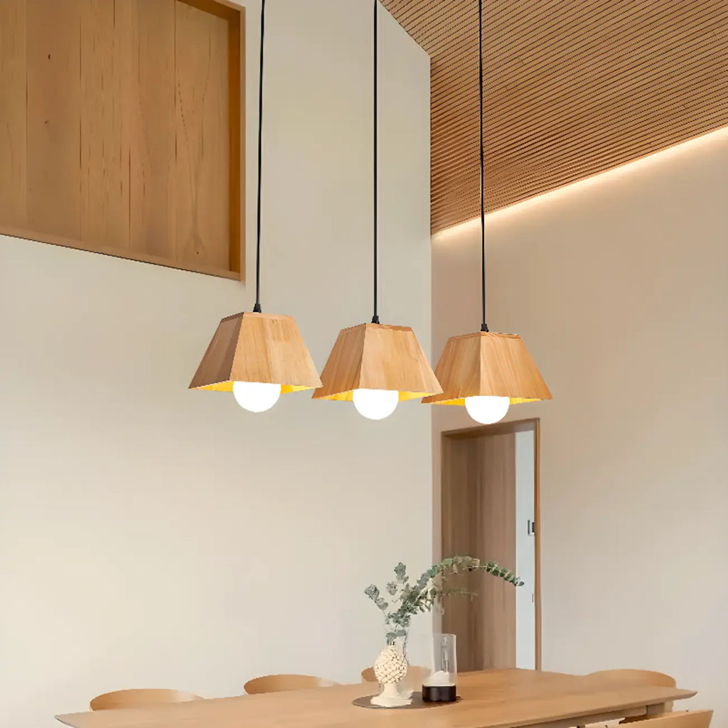 3-Light Modern Wood Island Pendant Light for Kitchen