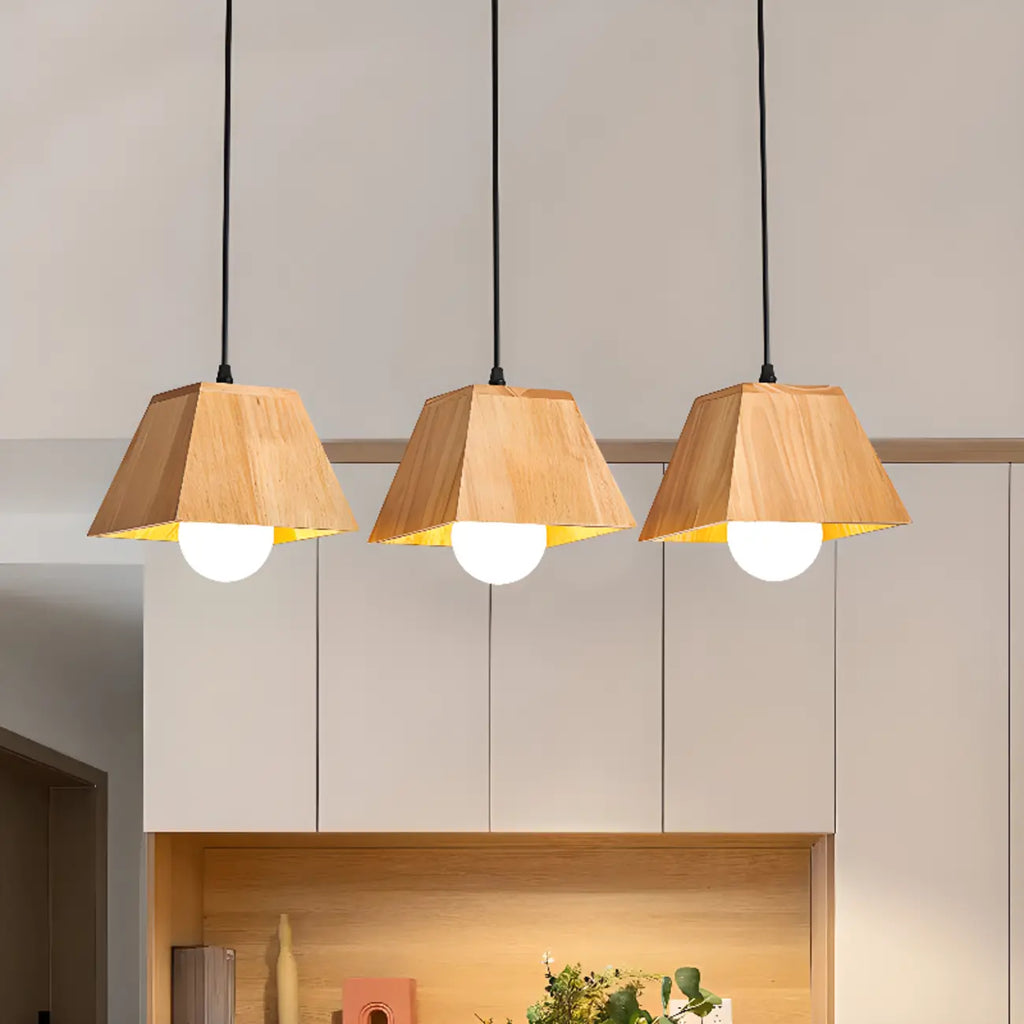 3-Light Modern Wood Island Pendant Light for Kitchen