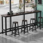 Simple Metal Leg Wooden Fixed Top Bar Table in Brown for Pub