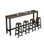Simple Metal Leg Wooden Fixed Top Bar Table in Brown for Pub