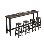Simple Metal Leg Wooden Fixed Top Bar Table in Brown for Pub