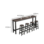 Simple Metal Leg Wooden Fixed Top Bar Table in Brown for Pub