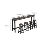 Simple Metal Leg Wooden Fixed Top Bar Table in Brown for Pub