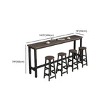 Simple Metal Leg Wooden Fixed Top Bar Table in Brown for Pub