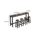 Simple Metal Leg Wooden Fixed Top Bar Table in Brown for Pub