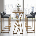 Glam Gold Metal Bar Tables with Faux Marble Top