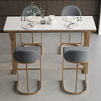 Glam Gold Metal Bar Tables with Faux Marble Top