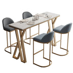 Glam Gold Metal Bar Tables with Faux Marble Top