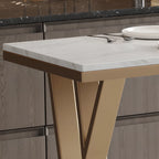 Glam Gold Metal Bar Tables with Faux Marble Top