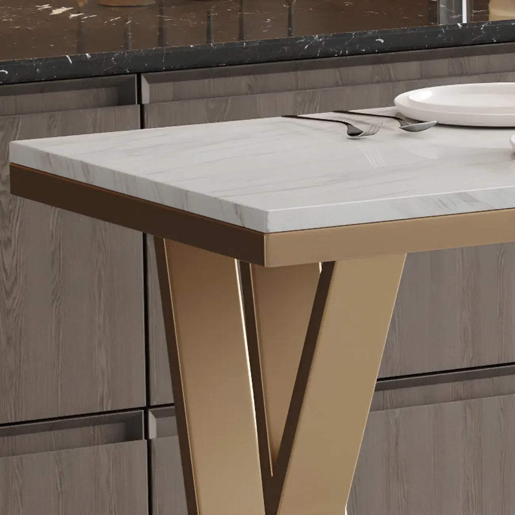 Glam Gold Metal Bar Tables with Faux Marble Top