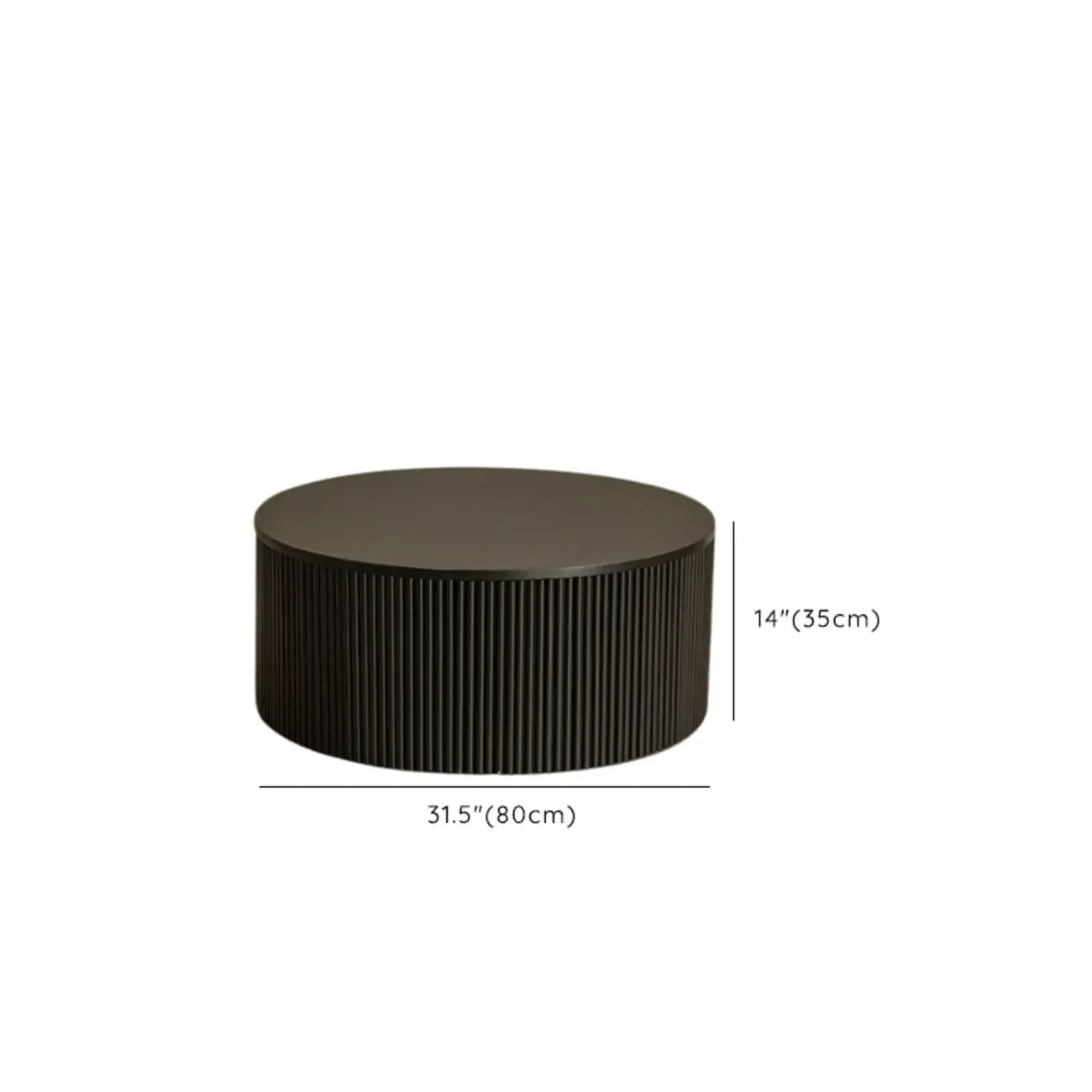 Simple Black Pine Round Drawer Coffee Table