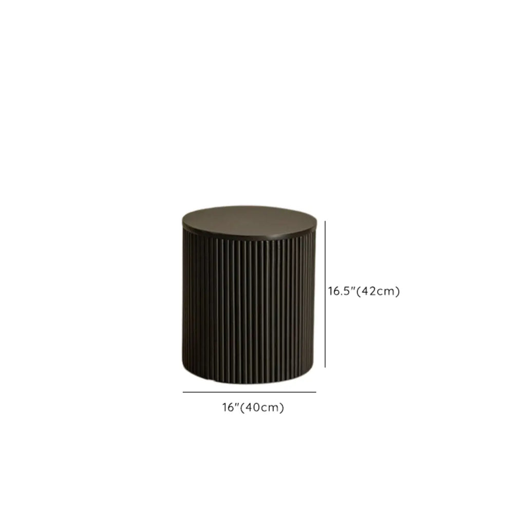 Simple Black Pine Round Drawer Coffee Table