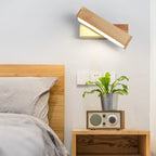 Rotatable Linear Wooden LED Wall Sconce for Bedside Decor