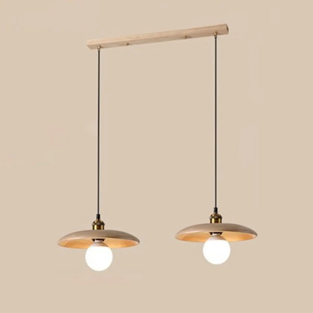 Rustic Wood Round Adjustable Island Light