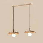 Rustic Wood Round Adjustable Island Light