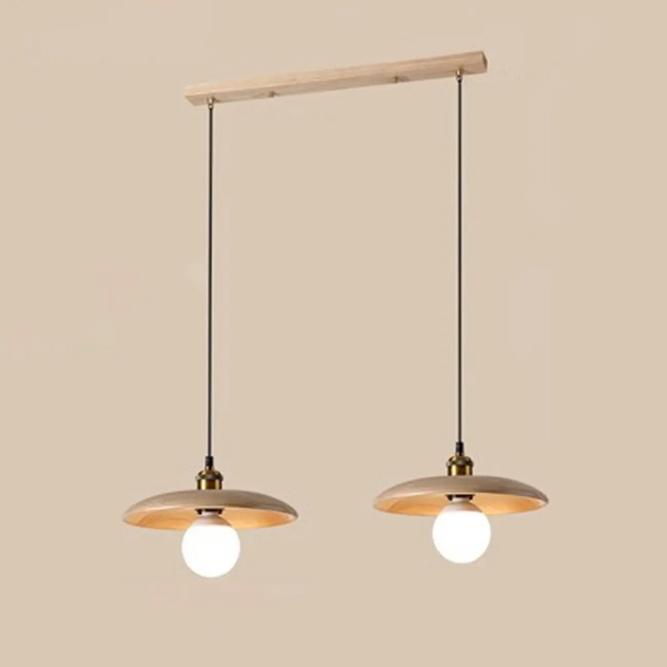 Rustic Wood Round Adjustable Island Light