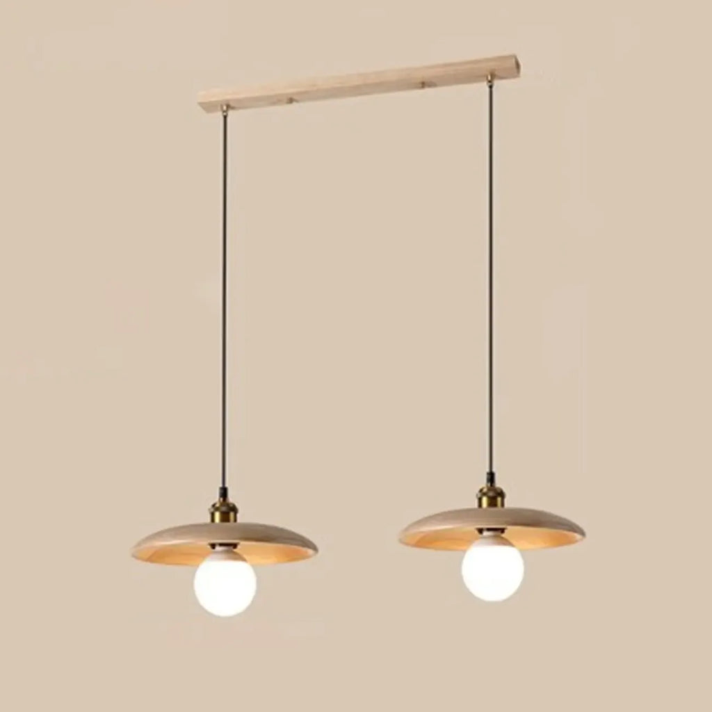 Rustic Wood Round Adjustable Island Light