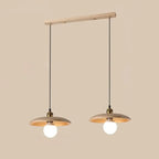 Rustic Wood Round Adjustable Island Light