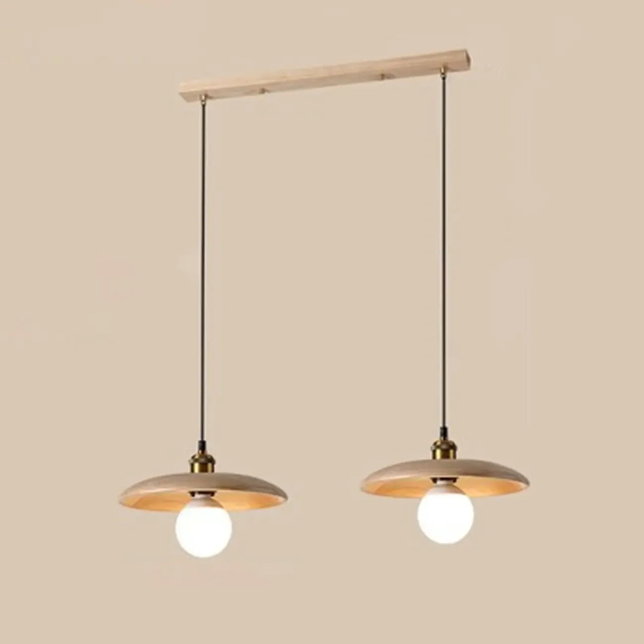 Rustic Wood Round Adjustable Island Light