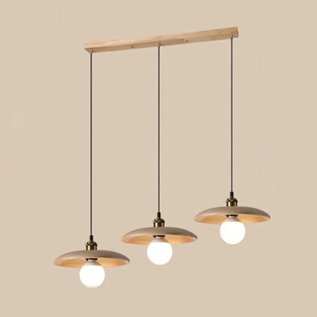 Rustic Wood Round Adjustable Island Light