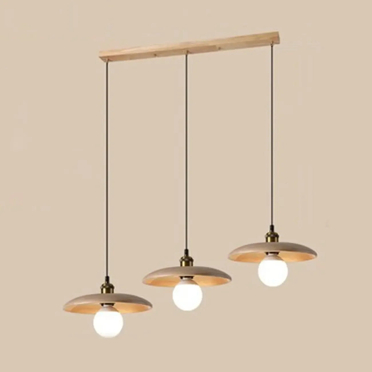 Rustic Wood Round Adjustable Island Light