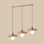 Rustic Wood Round Adjustable Island Light