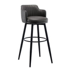 Modern Round Upholstered Curved Back Bistro Swivel Bar Stool