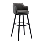 Modern Round Upholstered Curved Back Bistro Swivel Bar Stool