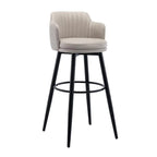 Modern Round Upholstered Curved Back Bistro Swivel Bar Stool