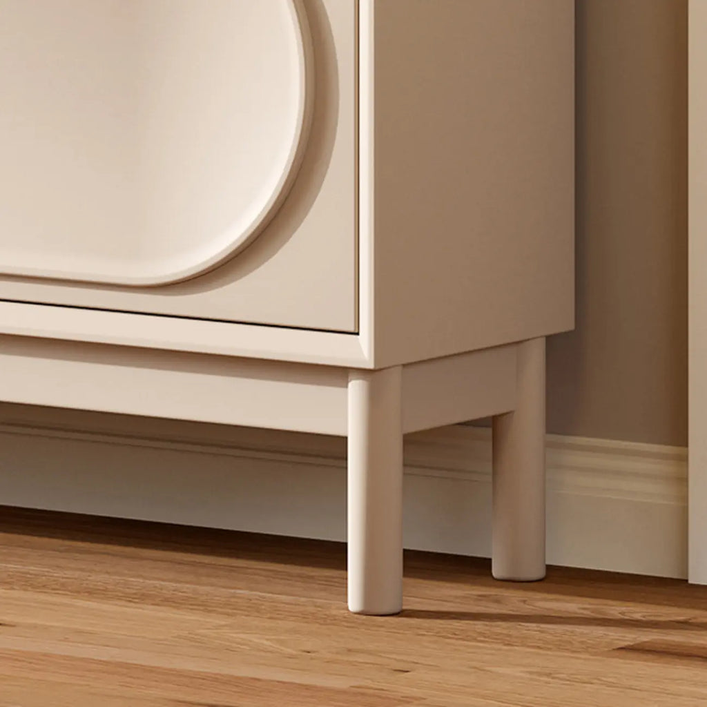 Cream Wooden Drop Front Shoe Cabinet with 3 Drawers