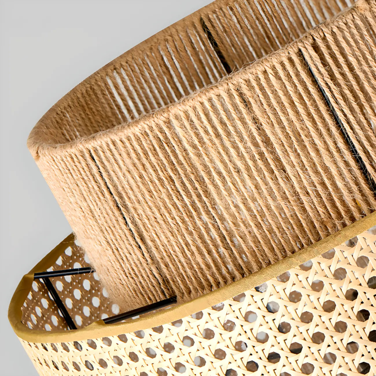 Contemporary Rattan Yellow Cylinder Hanging Pendant Lighting
