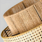 Contemporary Rattan Yellow Cylinder Hanging Pendant Lighting
